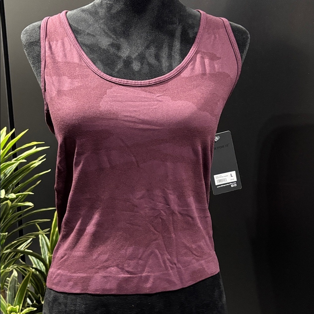 90° By Reflex Athletic scoop neck racerback crop tank top, winetasting combo